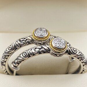 Luxury BH Effy 925 Sterling Silver 18k Gold Diamond 1.15" Scroll hoop earrings